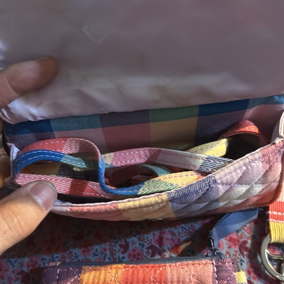 Vera Bradley Tropics Plaid Bundle Lanyard Zip ID All In One Crossbody - Picture 3 of 13